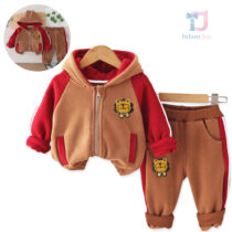 2-piece fleece sports hoodie and trousers set with 3d elements Sporty Leo