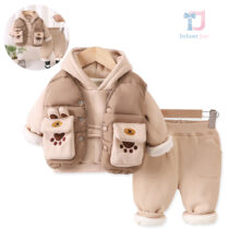 3-piece padded sporty set of quilted vest, hoodie sweatshirt and trousers Step By Step