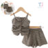 2-piece top with ruching and skirt/shorts set Stripe Chic Olive
