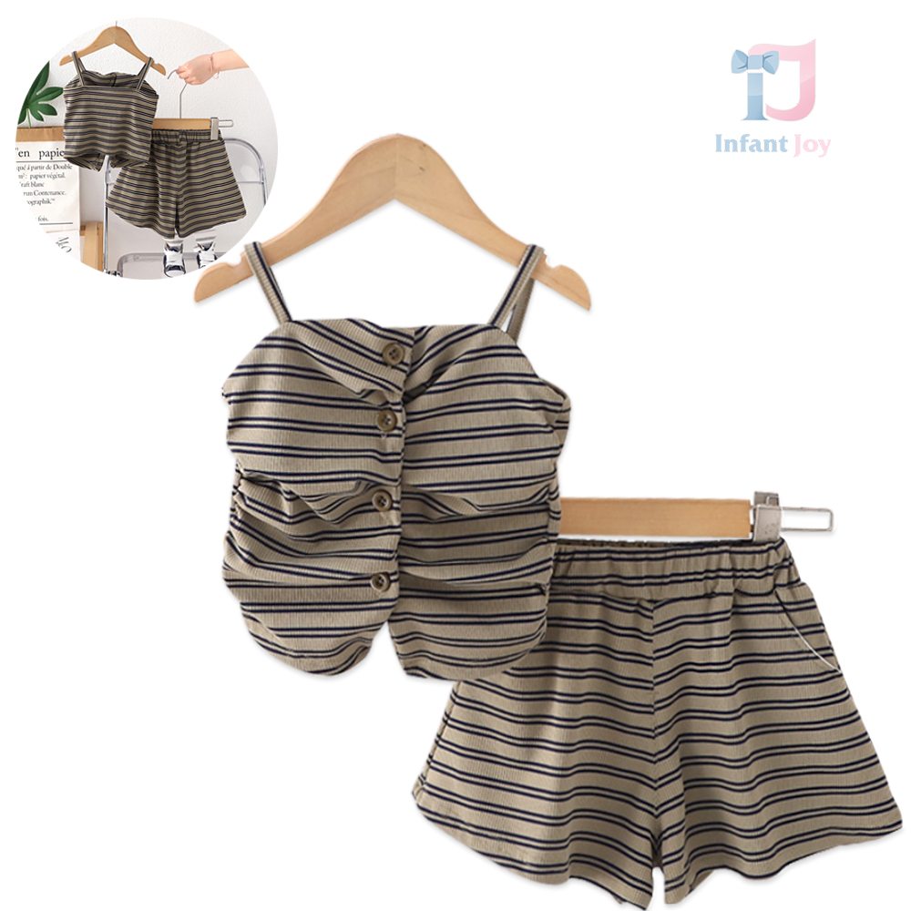 2-piece top with ruching and skirt/shorts set Stripe Chic Olive