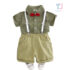4-piece formal set with checkered shirt, trousers, suspenders and bow tie Stylish Suspenders Olive