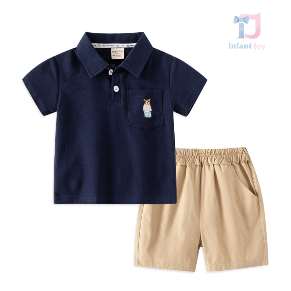 2-piece sporty-elegant blouse with classic collar and shorts set Teddy Polo