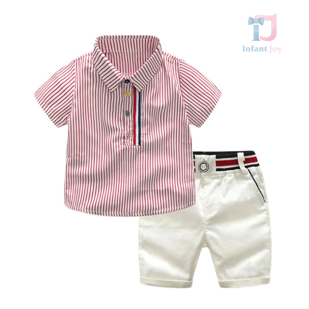 2-piece formal set with classic collar and striking piping The Boss in This Place Red