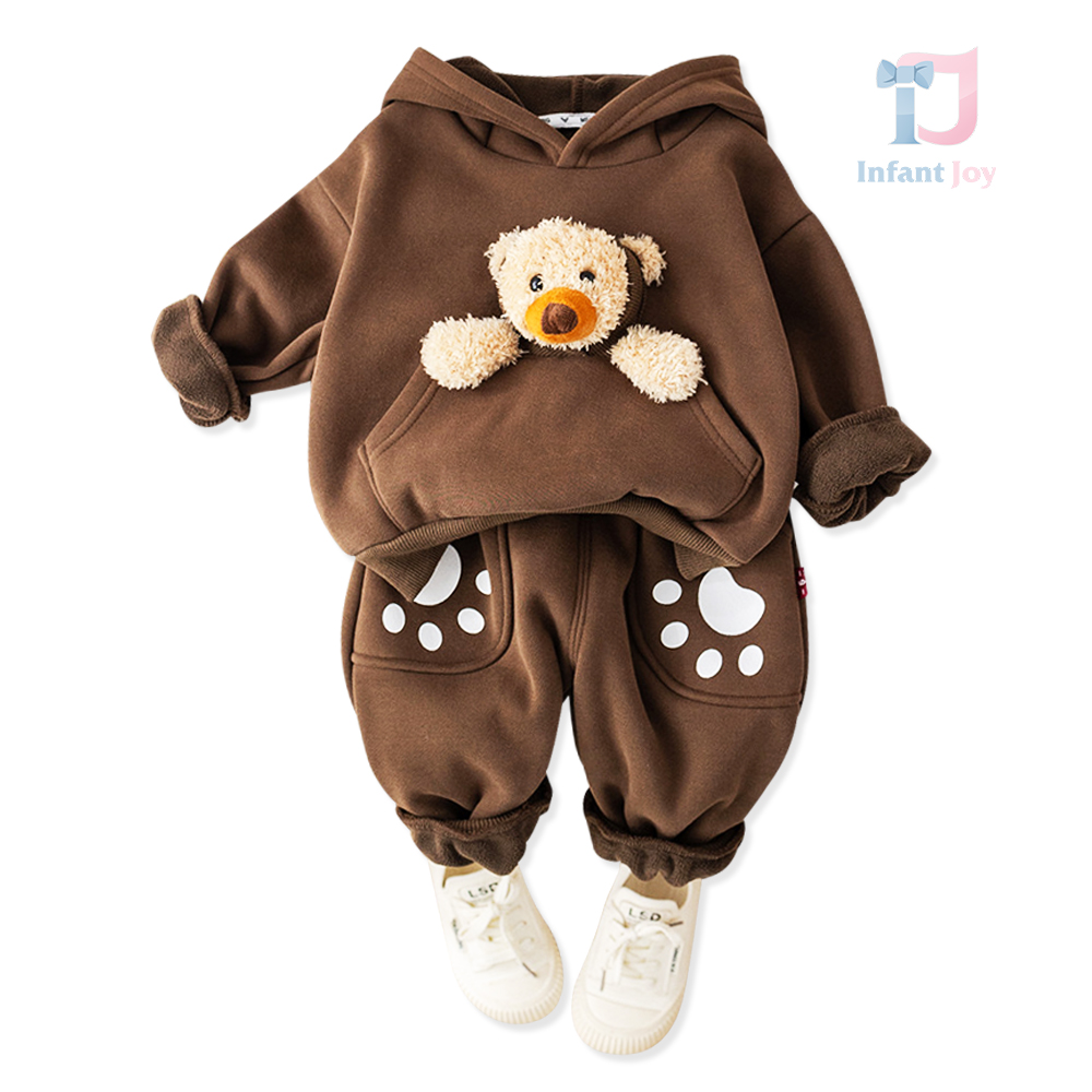 2-piece padded sweatshirt with kangaroo pocket and 3d element and trousers set Chocolate Tiny Bear