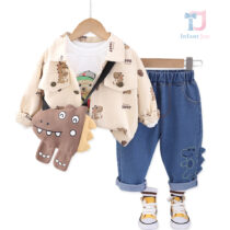 4-piece sporty-elegant set with printed design and crossbody bag Trendy Dino