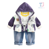 3-piece hooded bomber jacket, t-shirt and denim trousers set Urban Zoo