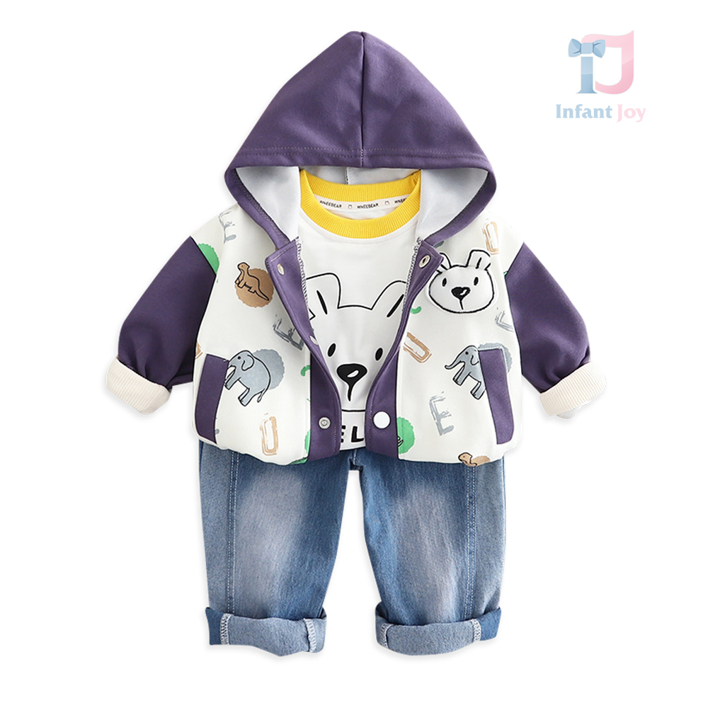 3-piece hooded bomber jacket, t-shirt and denim trousers set Urban Zoo