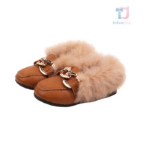 Premium loafers from faux leather with natural warm fur lining Little Vogue