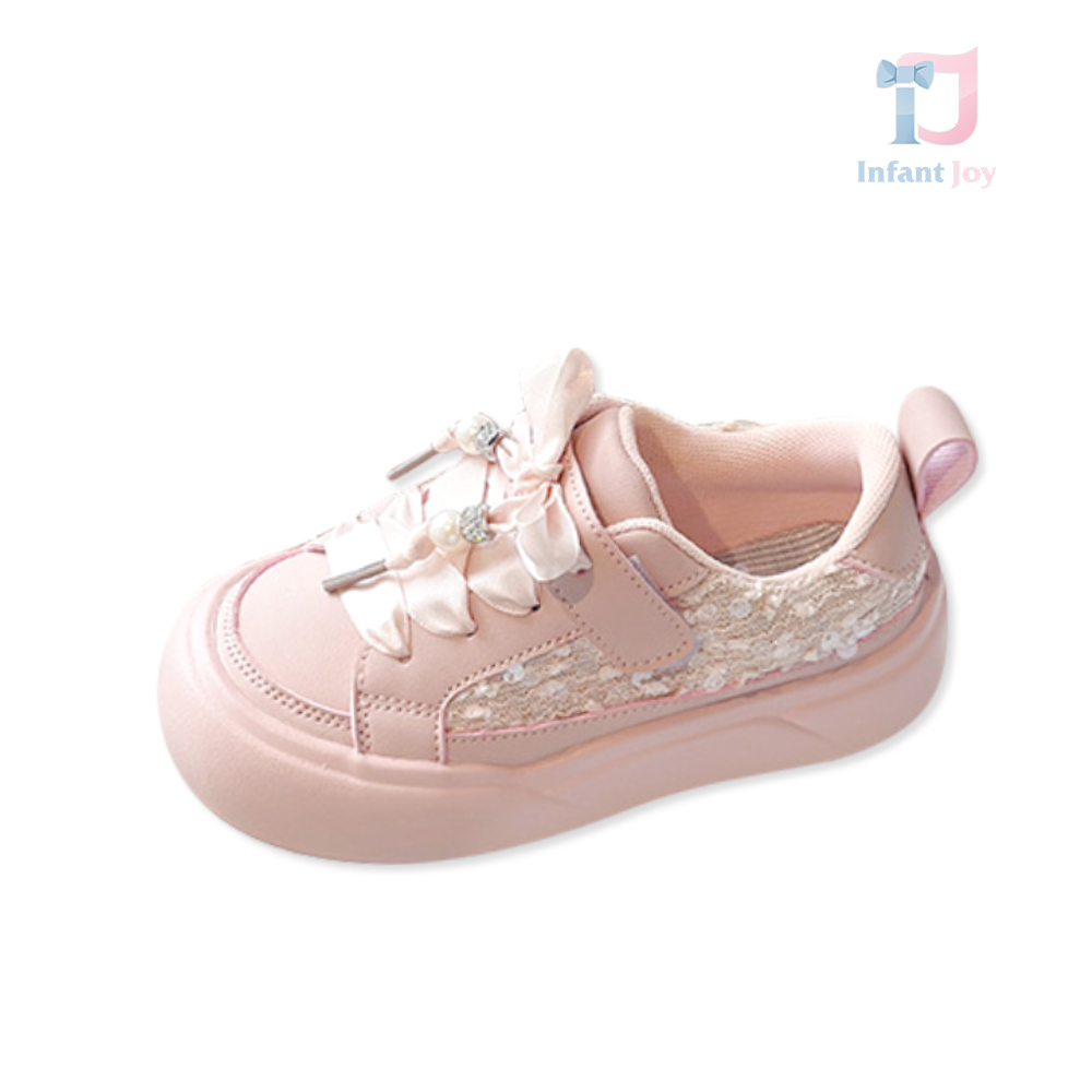 Sporty-elegant shoes with laces and sequins Floral Elegance Pink/Vol2