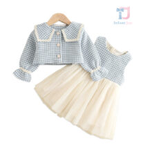 3-piece premium tweed set with crop blazer, dress and bag Royal Tweed