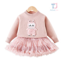 2-piece premium sweater with plush appliqué and rich tutu skirt set Fancy Bubu