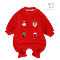 Christmas fleece romper with plush appliqués Holiday Babe