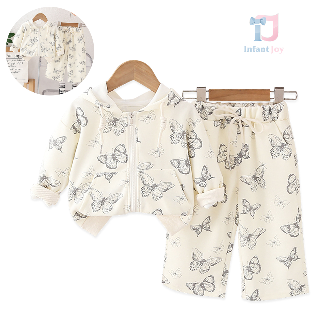 2-piece sports set with hood and butterfly pattern Ethereal Butterfly Vanilla