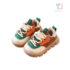 Faux leather lace-up sneakers with treaded sole Green & Beige