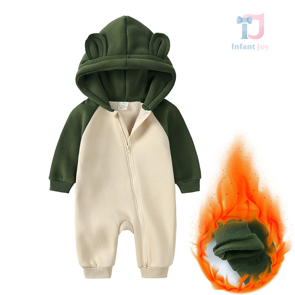 Padded jumpsuit with hood with ears and asymmetrical fastening Cuddle Cub Green