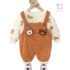 2-piece padded set with denim dungarees, velvet effect and embroidery Caramel Bears