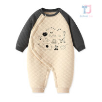 Premium romper made of ribbed organic cotton with snap buttons and asymmetrical fastening Animal Zoo