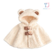 Fluffy plush poncho with hood and 3D elements Snuggly Teddy