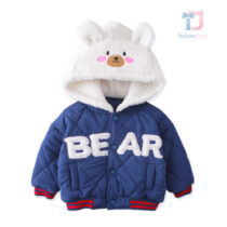 Kurtka nylonowa z dodatkowym kapturem i pluszowym napisem Bear Hugs