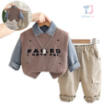 Modern, 4 részes szett mellénnyel, farmeringgel, cargo nadrággal és medállal Trend Boy