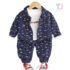 3-piece jacket/bomber with classic collar, top and cargo trousers set Blue Flowershop