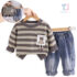 2-piece blouse/sweatshirt with emblem, 3d element and denim trousers Can Do It