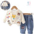 3-piece vest, blouse and denim trousers set Good Time Vanilla