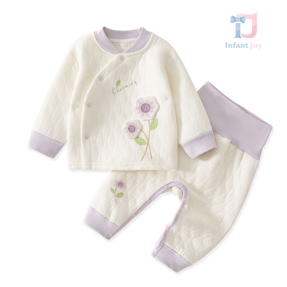 2-piece vest with asymmetrical fastening and high-waist trousers set Charming Flowers