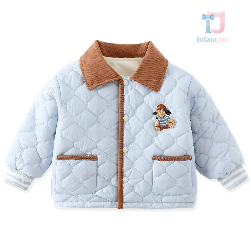 Quilted jacket with classic collar and snap button fastening Baseball Dog Blue