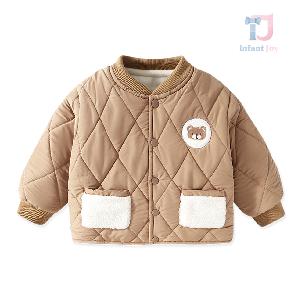 Quilted jacket with snap-button fastening and appliqué Toffee Bear