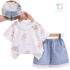 3-piece t-shirt with multiple bunnies and denim shorts set Hi Bunny