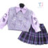 3-piece premium knitted vest, extravagant shirt and pleated skirt set Lila Ribbons