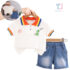 2-piece t-shirt with classic multicolor collar and denim shorts set Roar Dino
