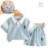 2-piece polo shirt with classic collar and embroidered shorts Summer Polo