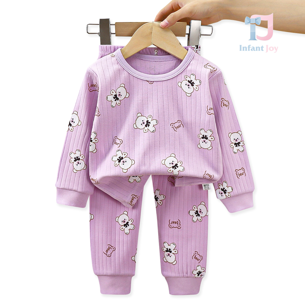 2-piece ribbed cotton pajama set with teddy bear print Bear Planet Lilac