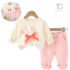 2-piece set with statement sleeves and knitted elements Lovely Flowers Pink
