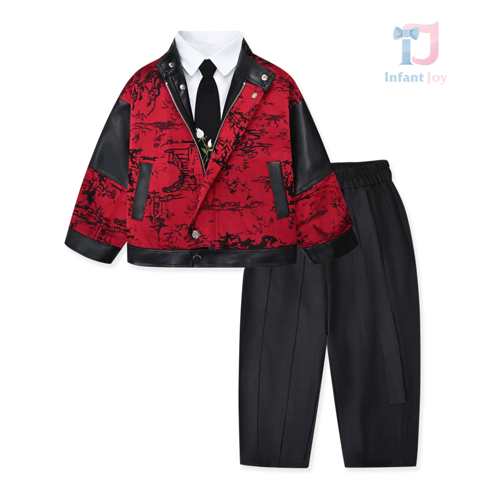 4-piece elegant set with extravagant jacket, classic shirt, tie and trousers The Velvet Regent