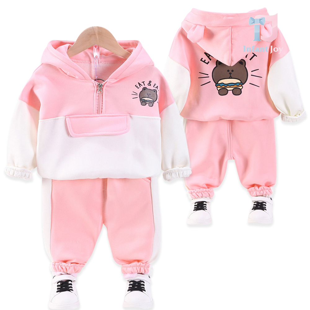 2-piece tracksuit set with hooded sweatshirt, print and trousers Eat Bear Pink