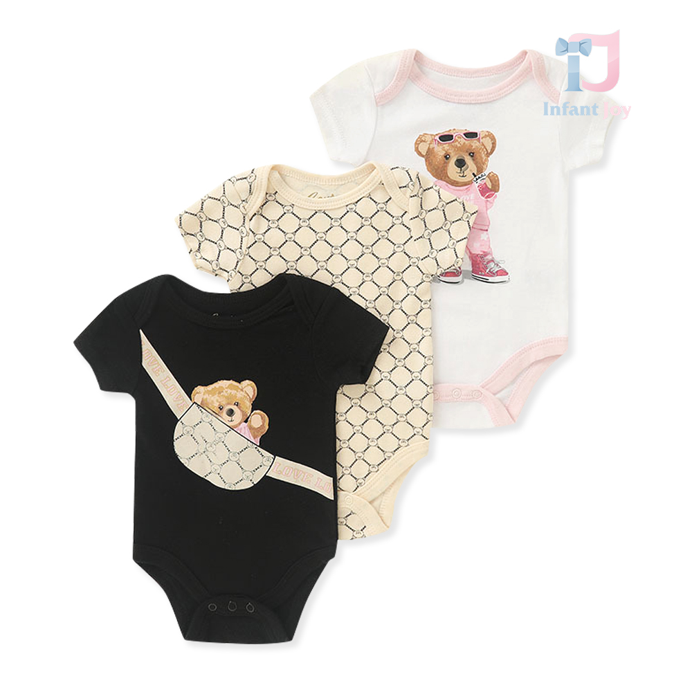 3-piece short sleeve bodysuit set Famous Bear
