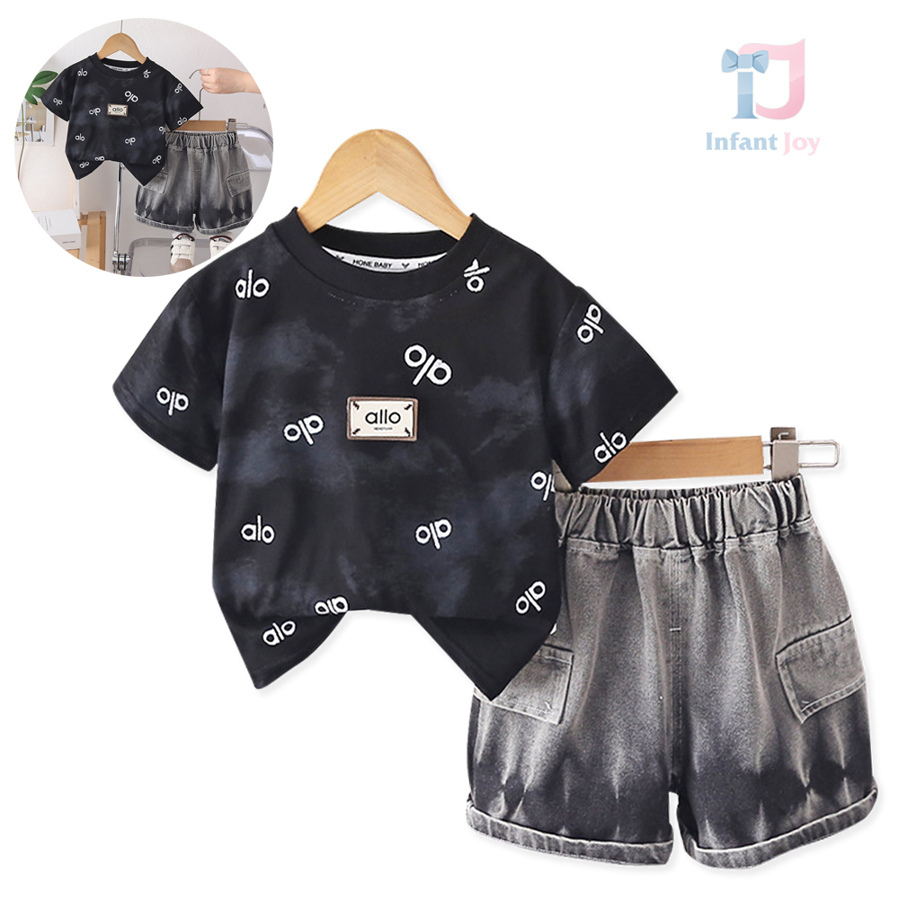 2-piece t-shirt with emblem and short denim trousers with batik effect Alo Batik Black