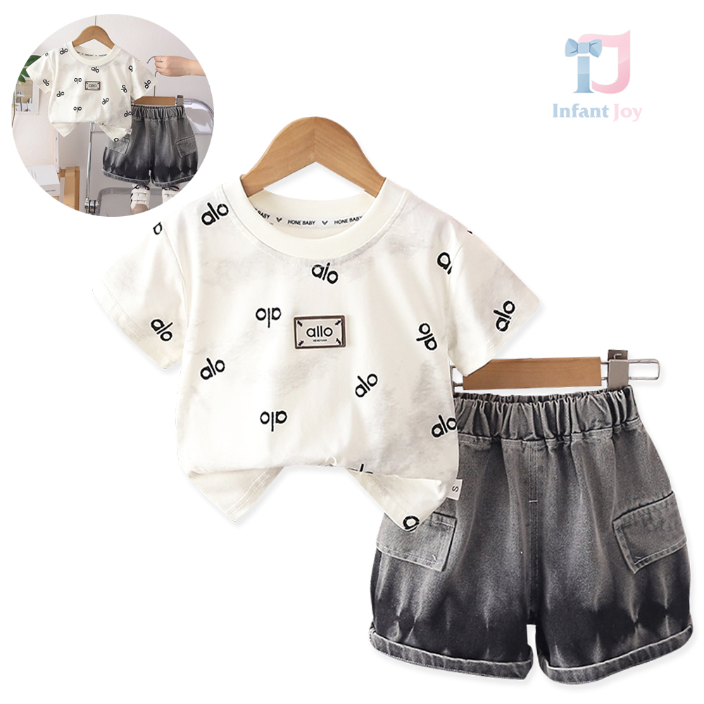 2-piece t-shirt with emblem and short denim trousers with batik effect Alo Batik White