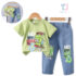 2-piece t-shirt with printed pattern and long denim trousers set Hey Dino