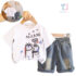 2-piece t-shirt with printed design and short denim trousers set Milano