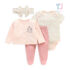 4-piece vest, floral short sleeve bodysuit, footed pants and headband set Mommy`s Girl