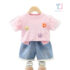 2-piece t-shirt with puff sleeve, 3d elements and short denim trousers set My Love