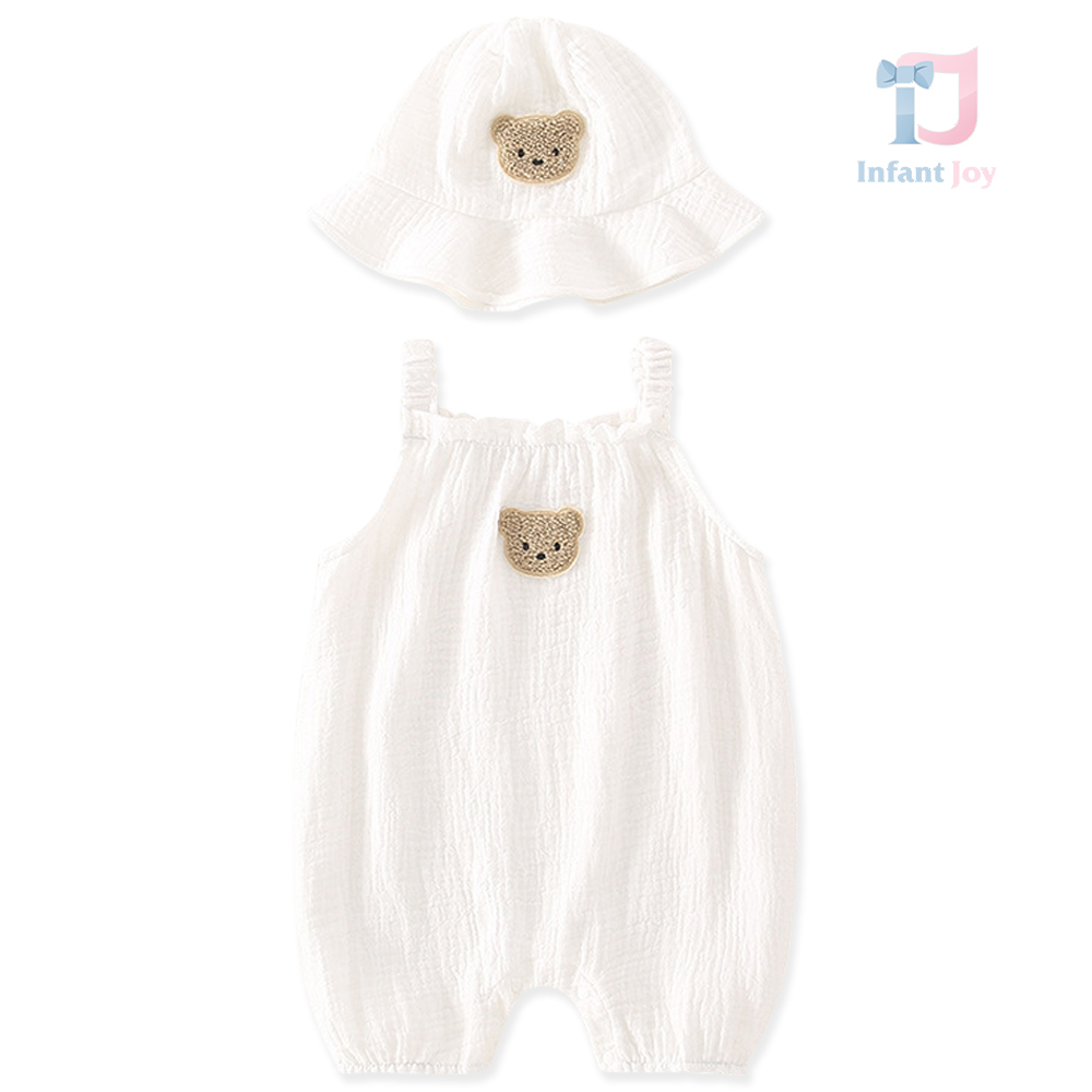 2-piece muslin set with hat Baby Bear White
