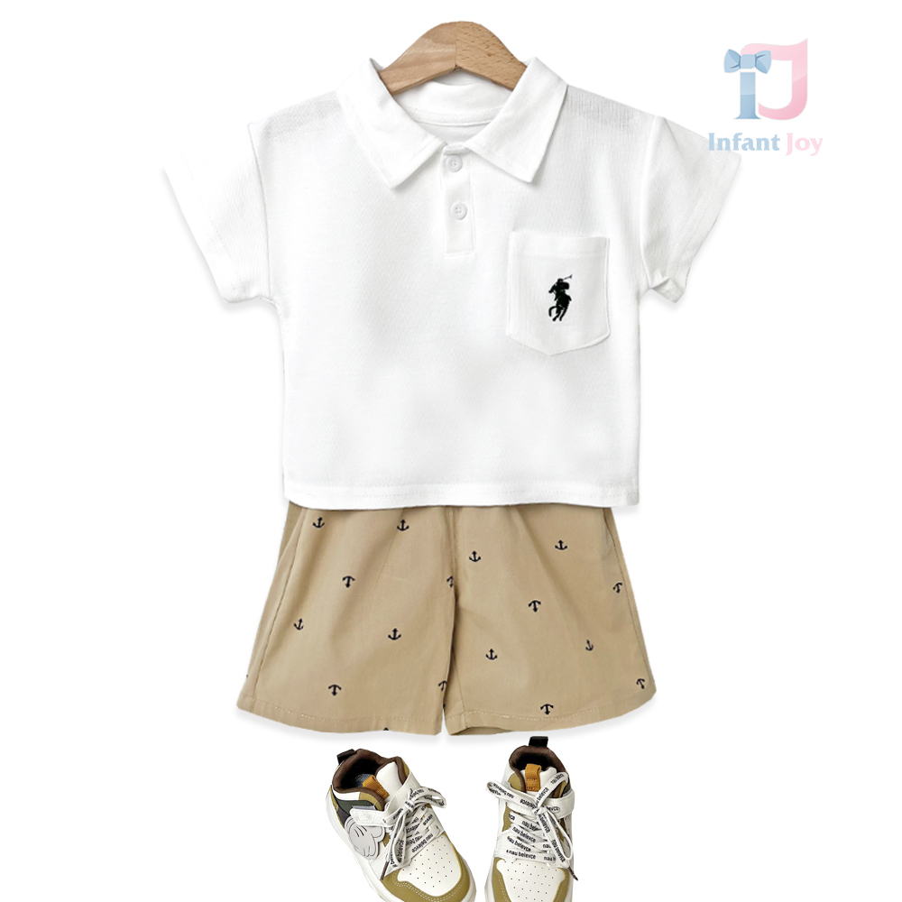2-piece t-shirt with classic collar, embroidery and trousers set Sea Puppy
