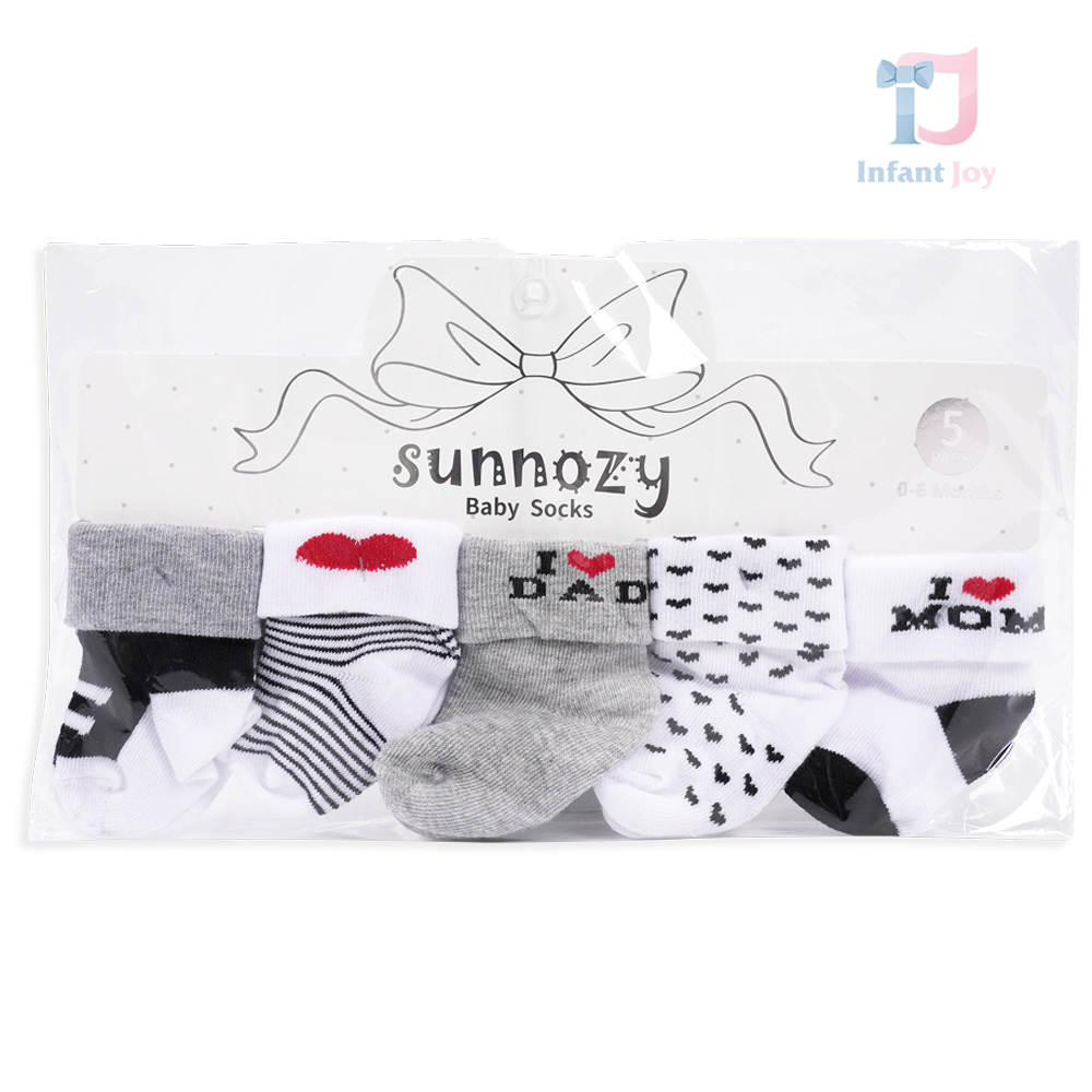 5-piece baby socks set I Love You Grey