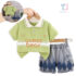 2-piece t-shirt with classic collar and short denim trousers with batik effect GB Bear