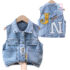 Denim vest with classic collar and statement back Denim Alpha